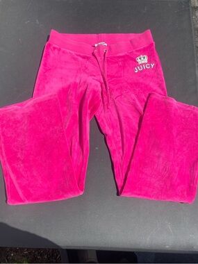 Juicy Couture Hot Pink Velour flare track pants